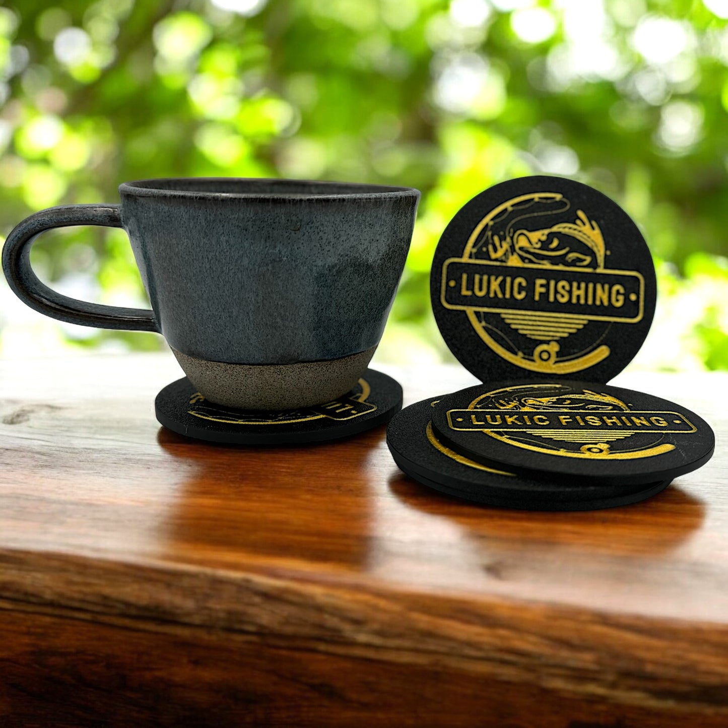 Coaster for glass and mugs - Lukic Fishing Gold