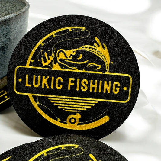 Coaster for glass and mugs - Lukic Fishing Gold